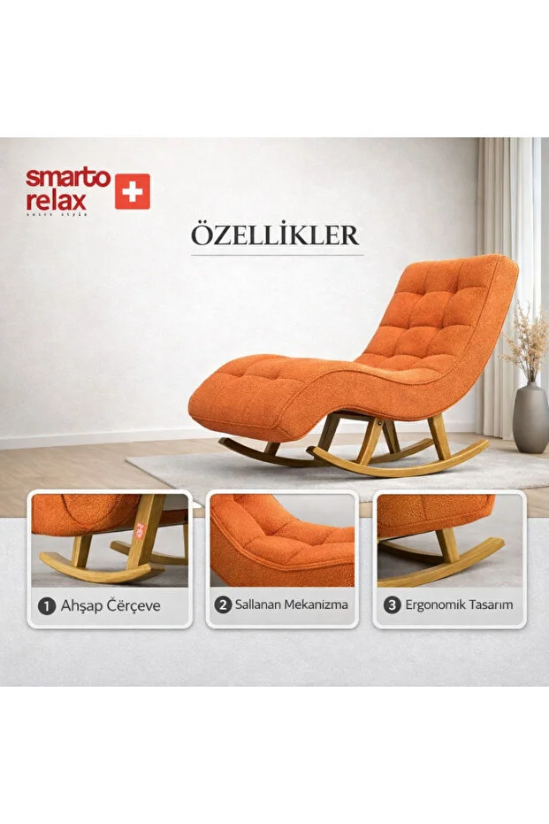 Relax Buket Ergonomik Dinlenme Koltuğu – Leke Tutmaz Kumaş, Modern Dekoratif (Turuncu).